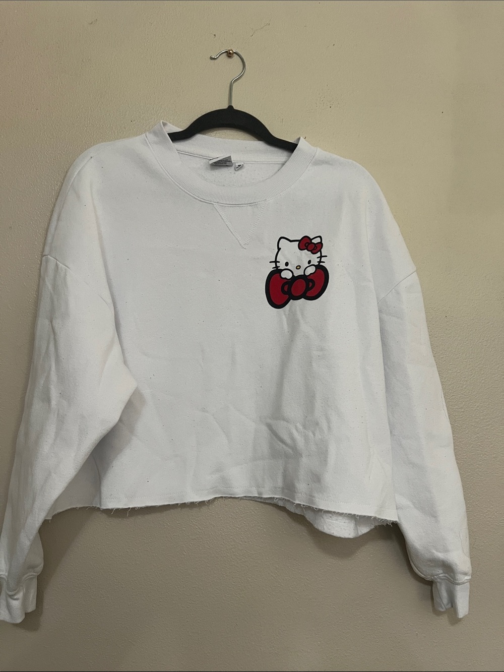 Hello Kitty White Cropped Sweatshirt